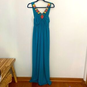 Beaded Maxi Tropical Vacation Maxi Dress